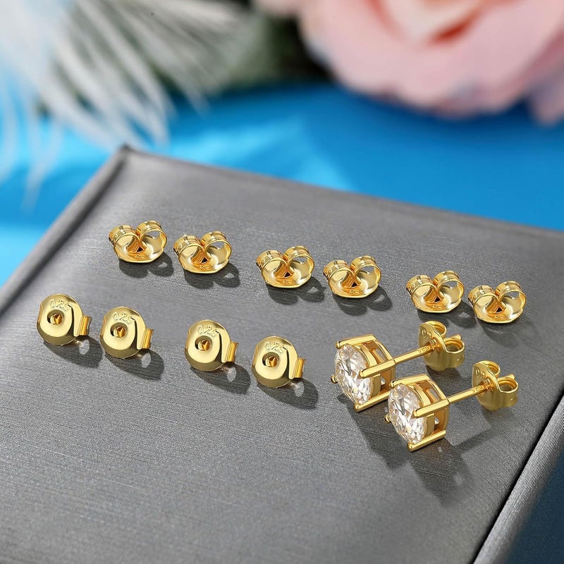 Formulen Silver Earring Backs Replacements - Hypoallergenic Earring Backs for Studs, Secure Ear Locking for Stud Earrings Ear Nut for Posts, 6 PCS Gold 6 PCS White Gold - Image 2